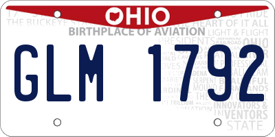 OH license plate GLM1792