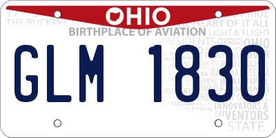 OH license plate GLM1830