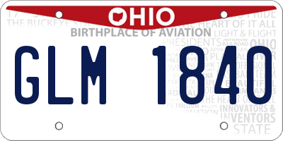 OH license plate GLM1840