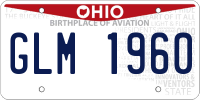 OH license plate GLM1960