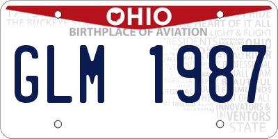 OH license plate GLM1987