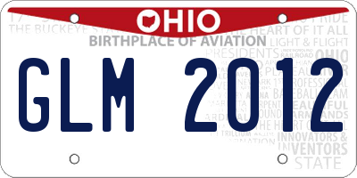 OH license plate GLM2012