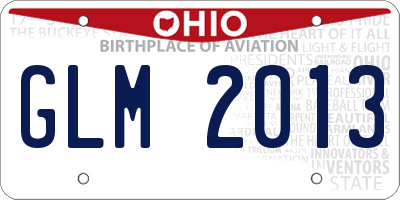OH license plate GLM2013