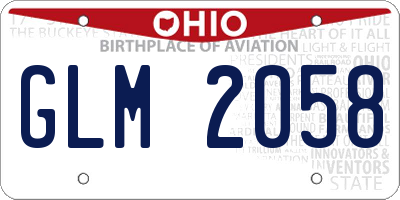 OH license plate GLM2058