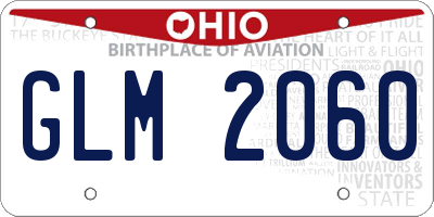 OH license plate GLM2060