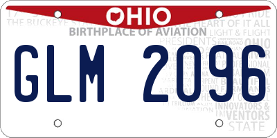 OH license plate GLM2096