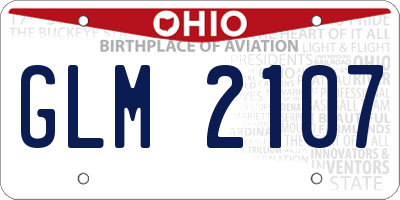 OH license plate GLM2107