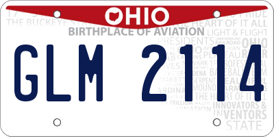 OH license plate GLM2114