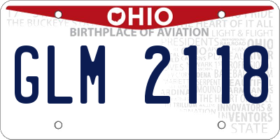 OH license plate GLM2118