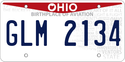 OH license plate GLM2134
