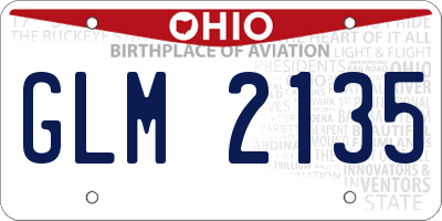OH license plate GLM2135