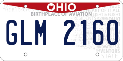 OH license plate GLM2160