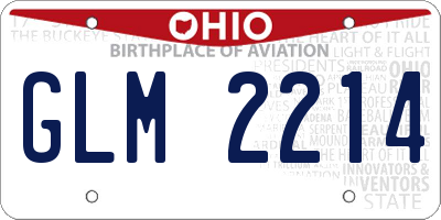 OH license plate GLM2214