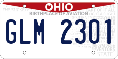 OH license plate GLM2301