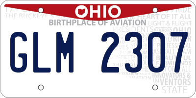 OH license plate GLM2307