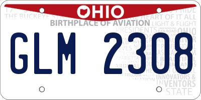 OH license plate GLM2308