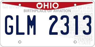 OH license plate GLM2313