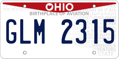OH license plate GLM2315