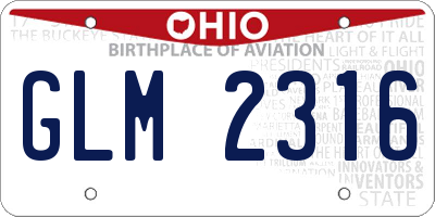 OH license plate GLM2316
