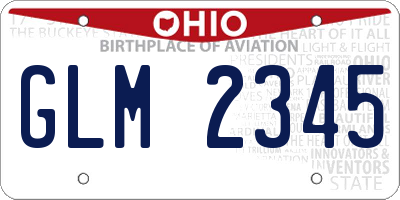 OH license plate GLM2345