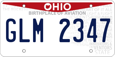 OH license plate GLM2347
