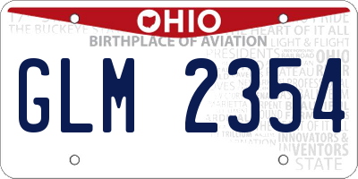OH license plate GLM2354