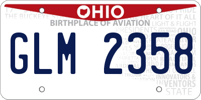 OH license plate GLM2358