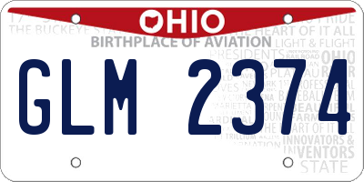 OH license plate GLM2374