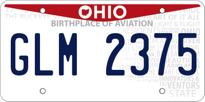 OH license plate GLM2375