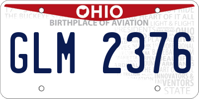 OH license plate GLM2376