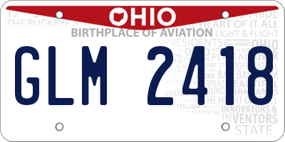 OH license plate GLM2418