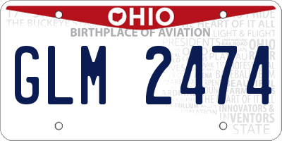 OH license plate GLM2474