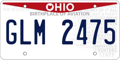 OH license plate GLM2475