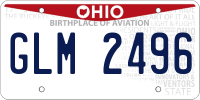 OH license plate GLM2496