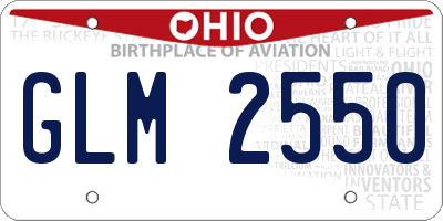 OH license plate GLM2550