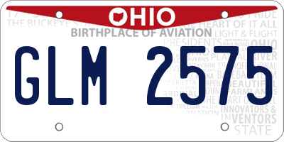 OH license plate GLM2575