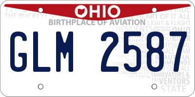 OH license plate GLM2587