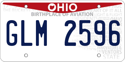 OH license plate GLM2596