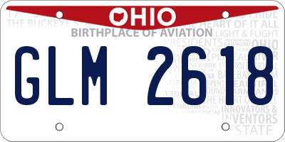 OH license plate GLM2618