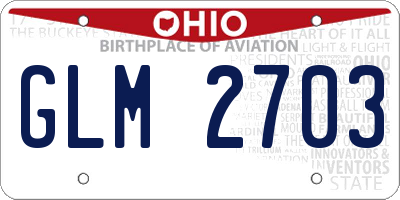 OH license plate GLM2703