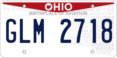 OH license plate GLM2718