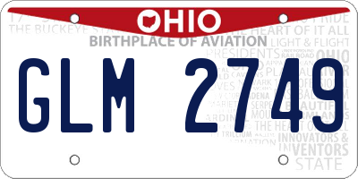 OH license plate GLM2749