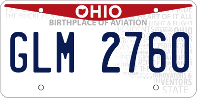 OH license plate GLM2760