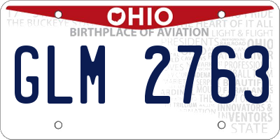 OH license plate GLM2763