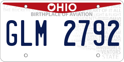 OH license plate GLM2792