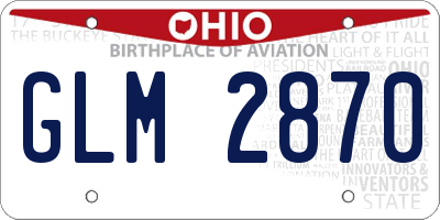 OH license plate GLM2870
