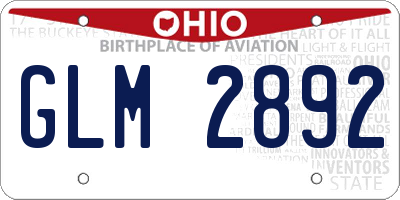 OH license plate GLM2892