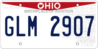 OH license plate GLM2907