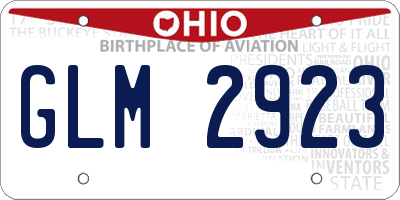 OH license plate GLM2923