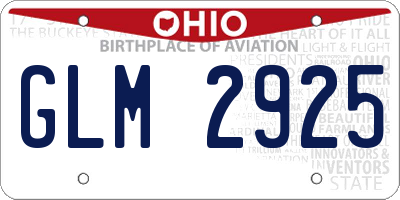 OH license plate GLM2925
